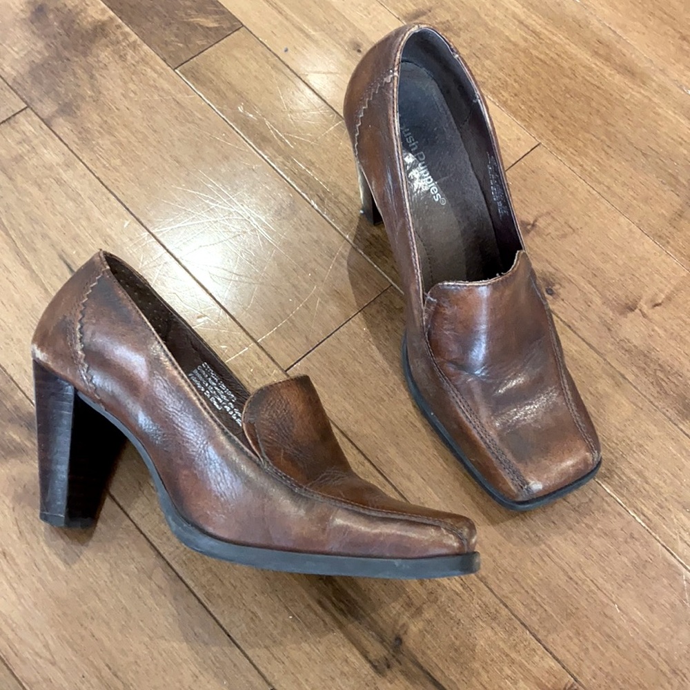 HushPuppy leather heels loafers